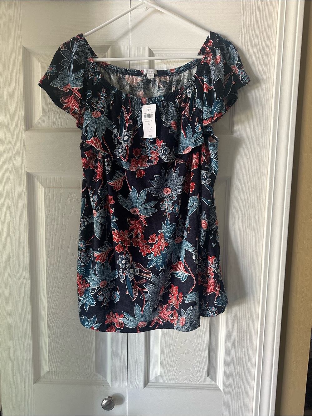 NWT Jjill Love linen off the shoulder floral top size large
